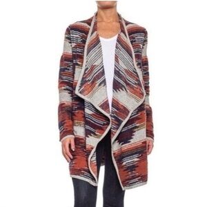 Lucky Brand Multicolor Southwestern Burnout Open Front Long Line Cardigan Size M